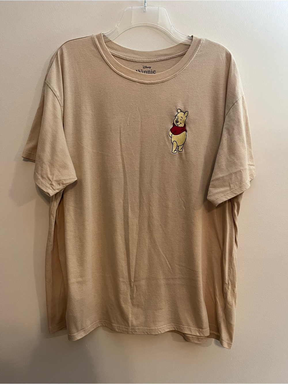 Disney Winnie the Pooh Beige T-Shirt Women’s Sz 3XL Crewneck SS Embroidered